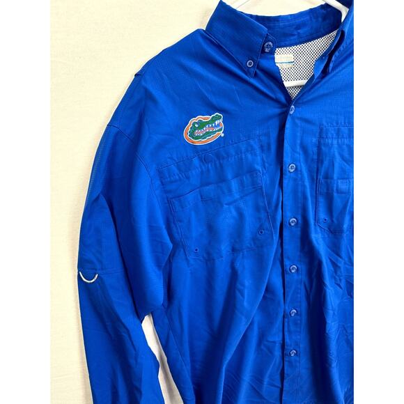 Columbia PFG Shirt Mens Small Blue Florida Gators Football Long Sleeve Button Up - Picture 3 of 10